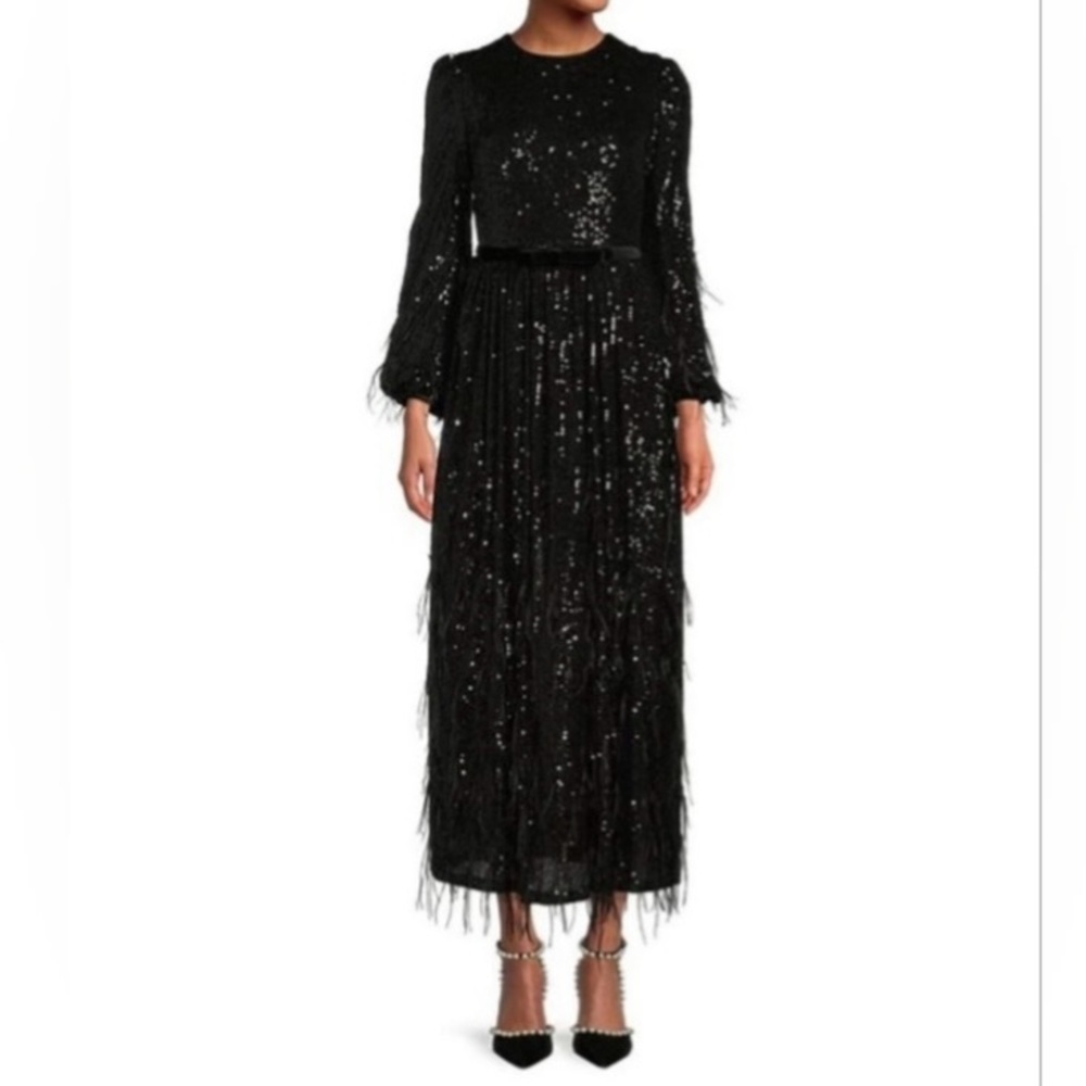 ANTONIO MELANI X Nicola Bathie Sequin
Feathered A-Line Dress